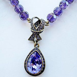 Heidi Daus Purple Crystal Necklace, Art Deco Style 20"